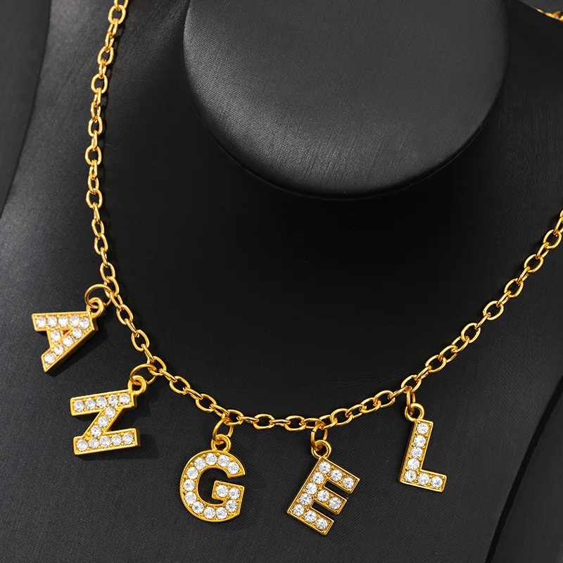 Женское и мужское колье-чокер Harajuku буквы из кристаллов циркония цепочка для