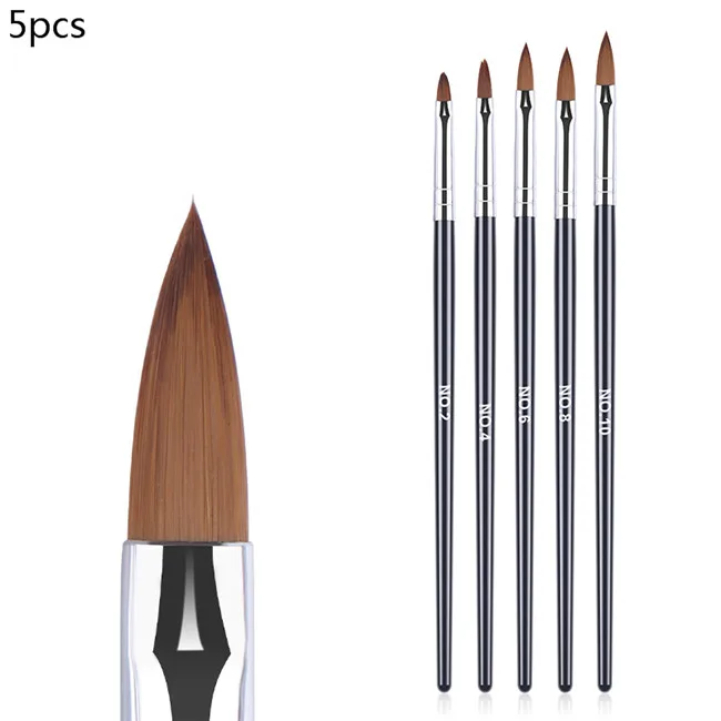 5pcs Acrylic brush Ur Sugar 20 г акриловый порошок кристалл полимер дизайн ногтей накладные кончики ногти художественный строитель розовый белый для маникюра полимерные инструменты - Цвет: 5pcs Acrylic brush