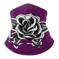 rose traditional microfiber neck warmer bandana scarf face mask rose traditional black white shaded aesthetic eggplant purple