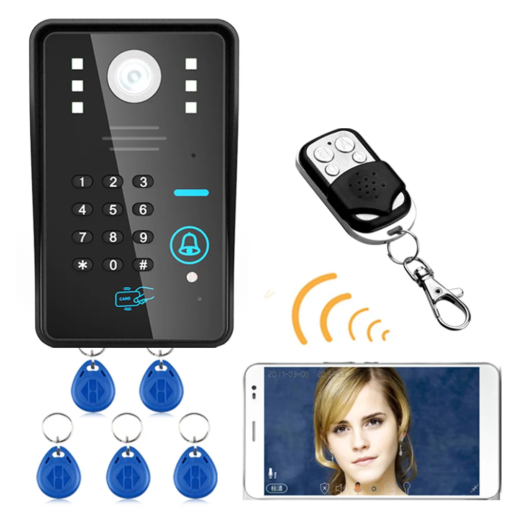 

Wireless IP WIFI RFID Password Video Door Phone Doorbell Intercom System Night Vision Waterproof Access Control System