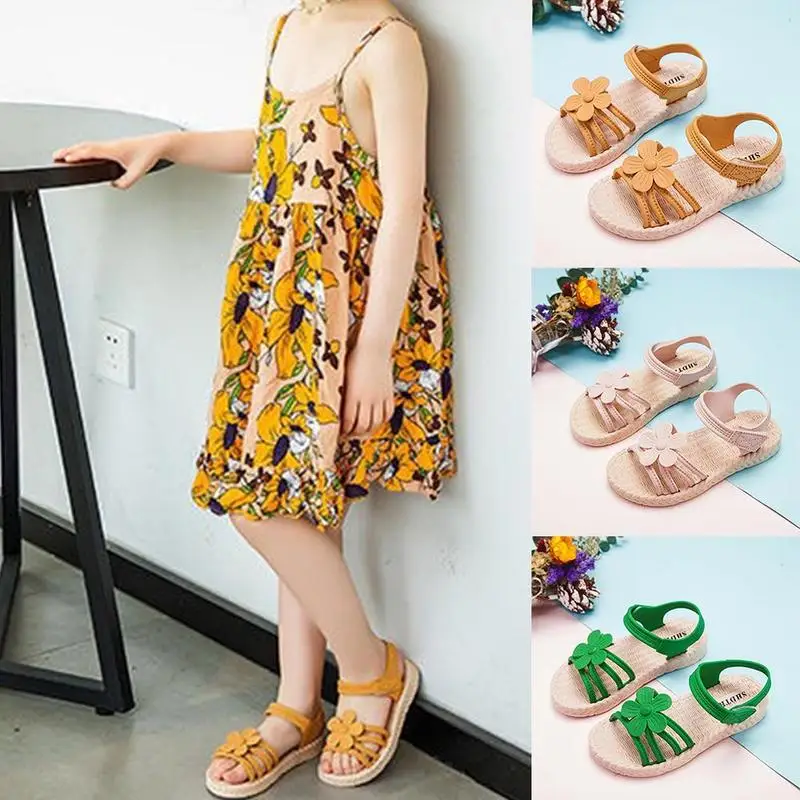 

Girls Sandals Summer New Beach Children Shoe For Little Princess Flower Girl Shoe Cute Fashion Sandals Cute Soft Floral Bot H7Y7