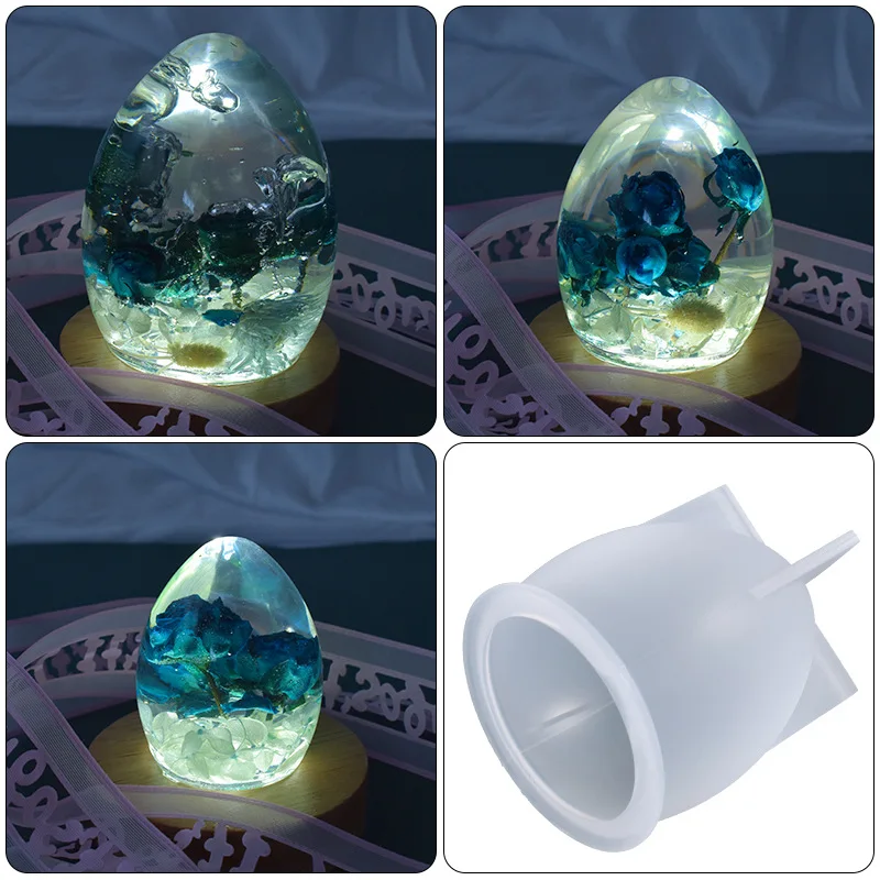 DIY Crystal Epoxy Resin Mold Big Egg Mold Egg Shape One Ball Starry Sky Ball Pendulum Table Night Light Silicone Mold