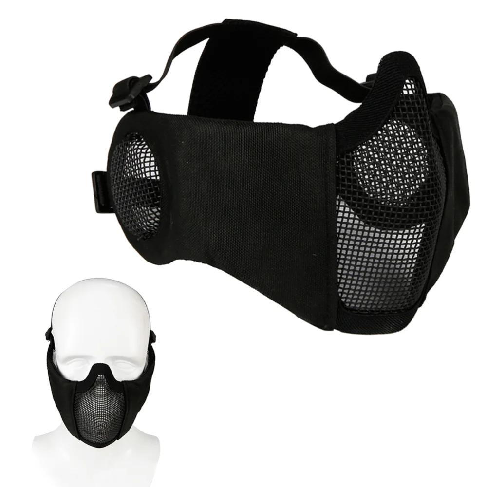 

Airsoft and Paintball CS Foldable Half Face Low-carbon Steel Mesh Style Comfortable Adjustable Protective Mask