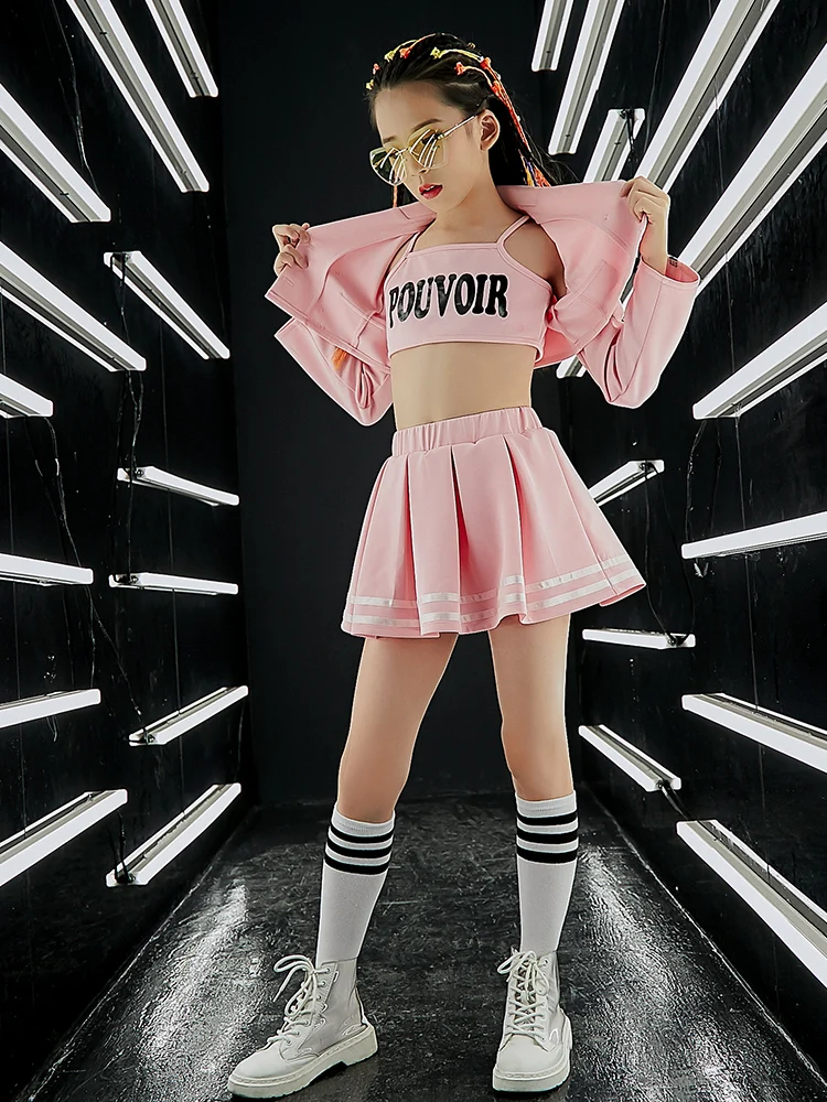 Женские модные розовые комплекты Детский костюм для джазовых танцев уличная