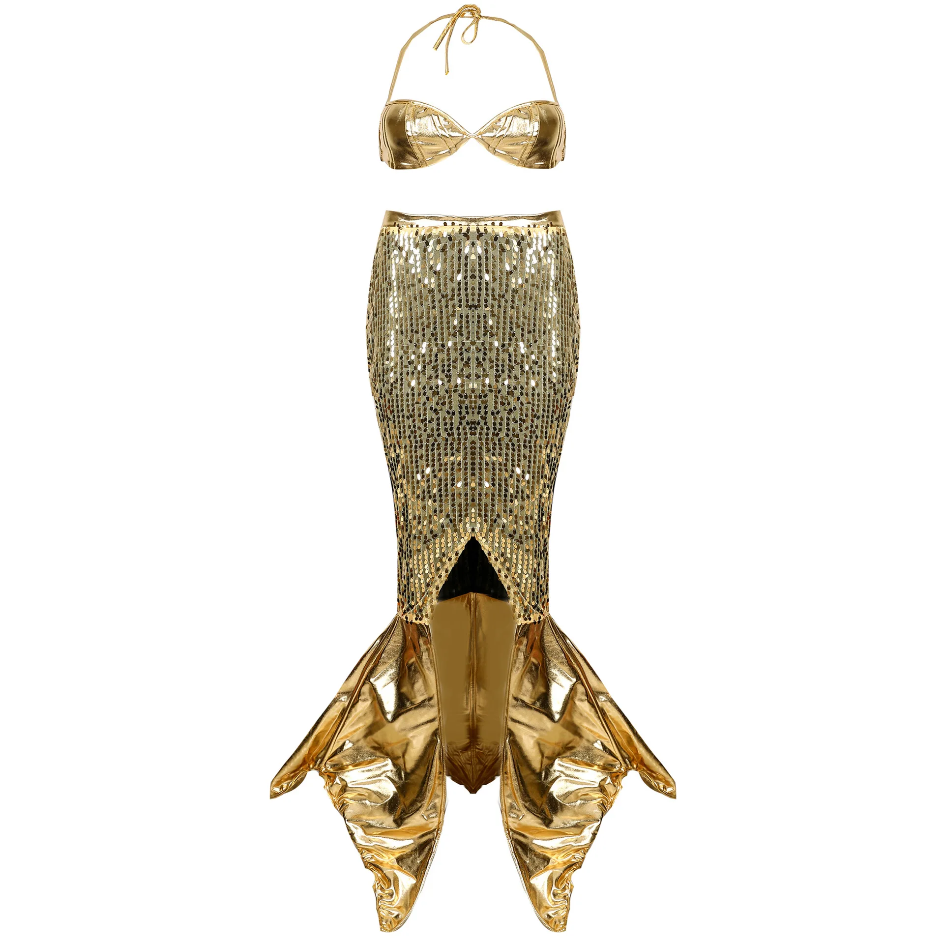 2 шт. фантазийный костюм Русалочки для взрослых сексуальное длинное платье +