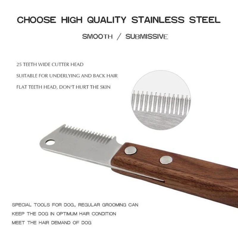 

Pet Hair Removal Comb with Wooden Handle and Hanging Hole Pet Hair Remover Pluck Excess Undercoat Accessories Perros