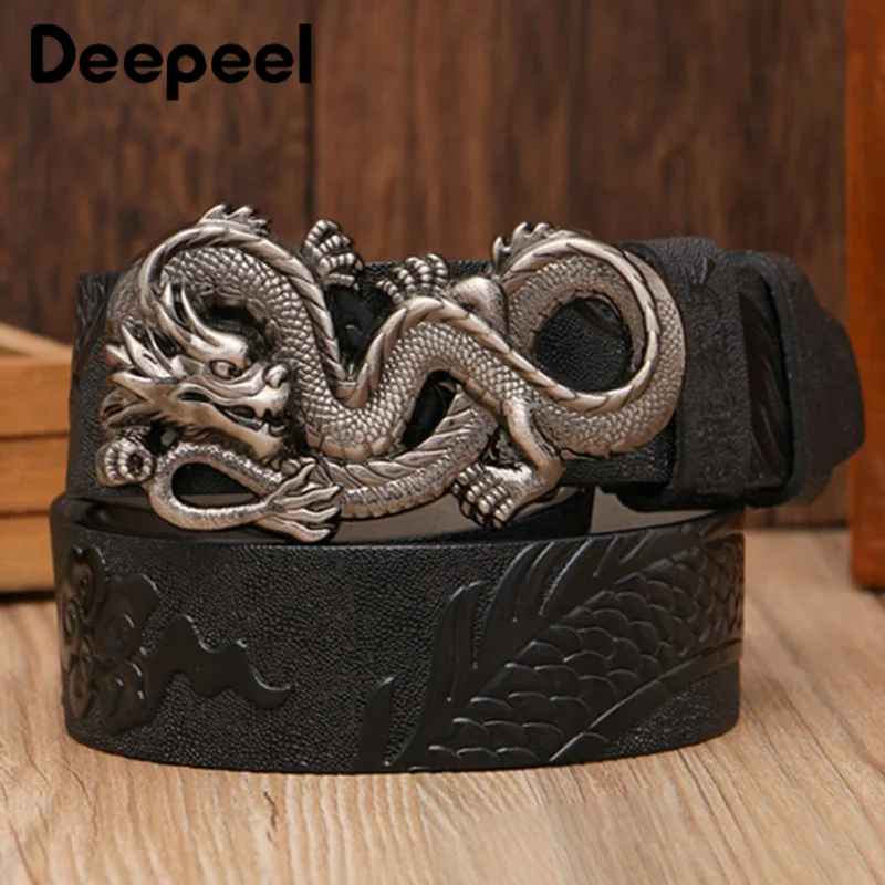 Мужской роскошный ремень из натуральной кожи Deepeel 1 шт. 105 130 см винтажные 3D пряжки