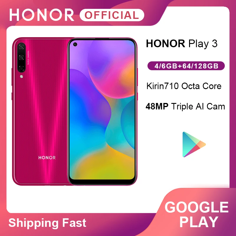 Оригинал Honor Play 3 64 ГБ 128 Kirin 710 F восьмиядерный смартфон 48мп AI тройная камера 6 39