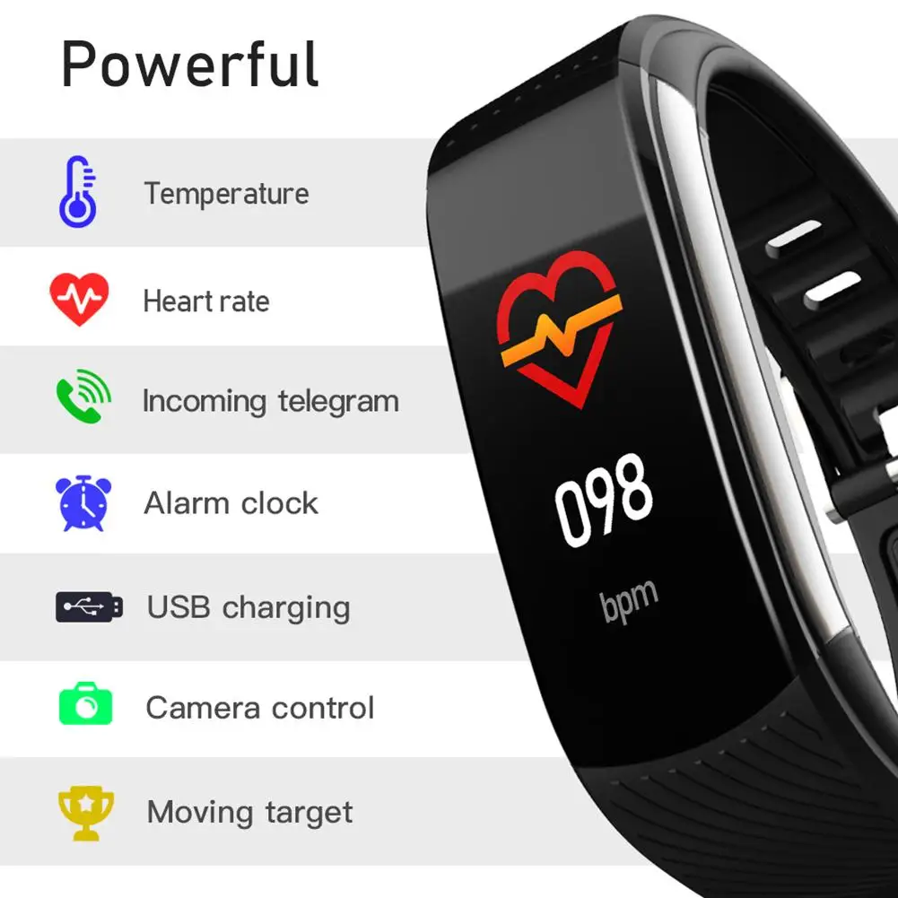 

C6T Smart Band Waterproof Temperature Measuring Heart Rate Smart Bracelet Blood Pressure Monitor Health Wristband Fitness Tracke