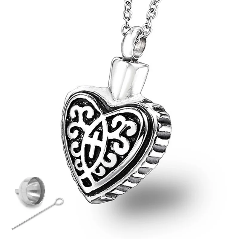 RIR в любящей памяти Сердце ожерелье с кремационной урной нержавеющая сталь