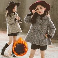 girls coat kids woolen cloth 2021 luxury plus thicken warm winter autumn kids cotton outwear wool fleece childrens clothing