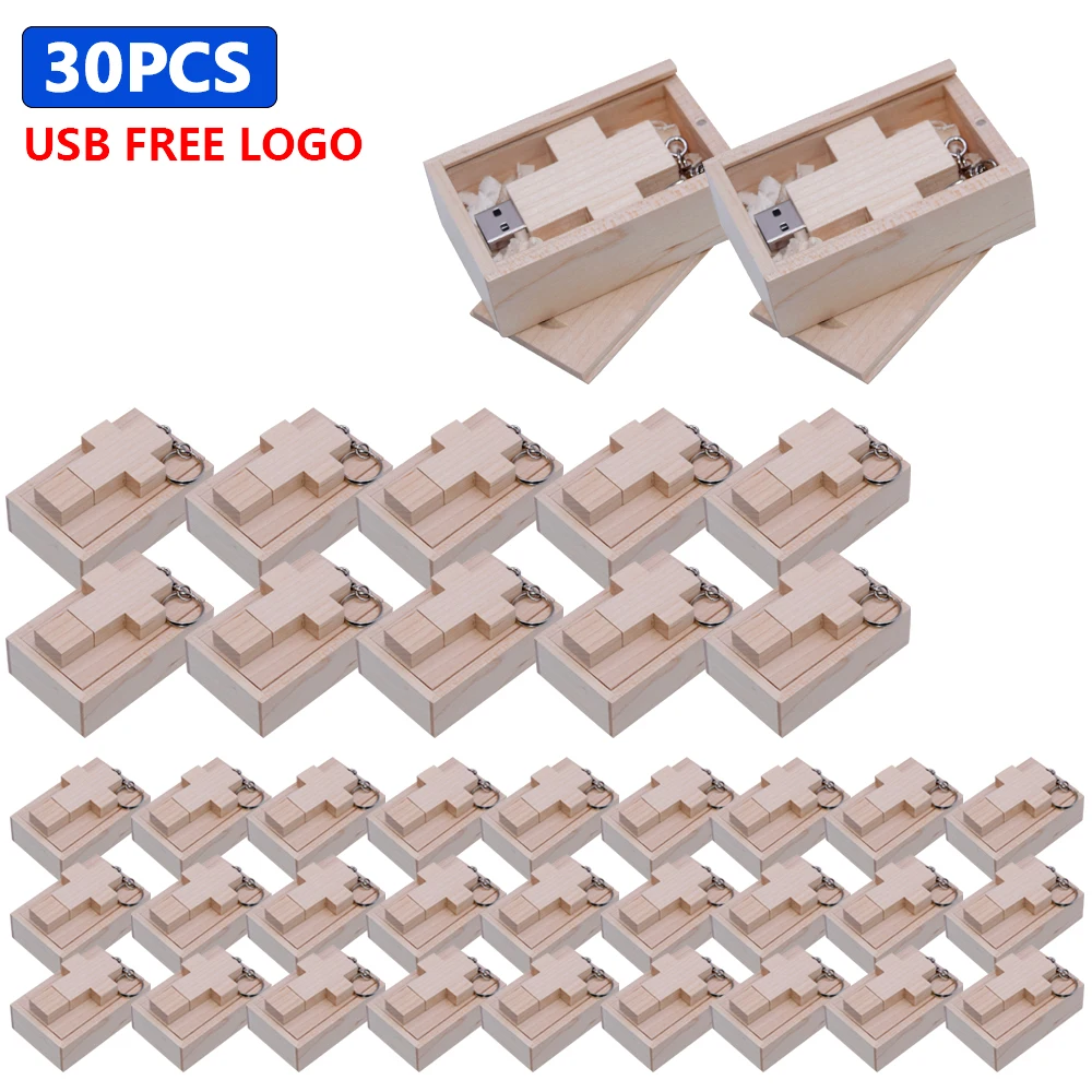 

wooden 30pcs free logo Usb 2.0 Flash Drive Waterproof Pen Drive 4GB 8GB 16GB 32GB 64GB 128GB Key Ring Pendrive USB Memory Stick