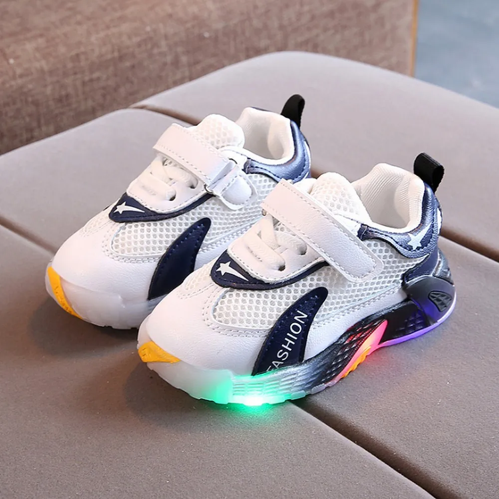 Kids Sport Shoes Summer New Mesh Breathable Boys Running Sneaker Fashion Girls Casual Child Toddler Luminous Lighted | Детская одежда и