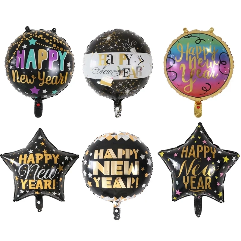 

50pcs 2021 Happy New Year Foil Balloons Black Gold Helium Globos Eve Party Supplies Noel Merry Christmas Decorations Ballon