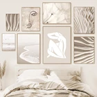 Абстрактное бежевое пустынное пляжное Бохо минималистичное настенное Искусство Холст, рисунки, постер, печатные картины, украшение для гостиной, дома, интерьера