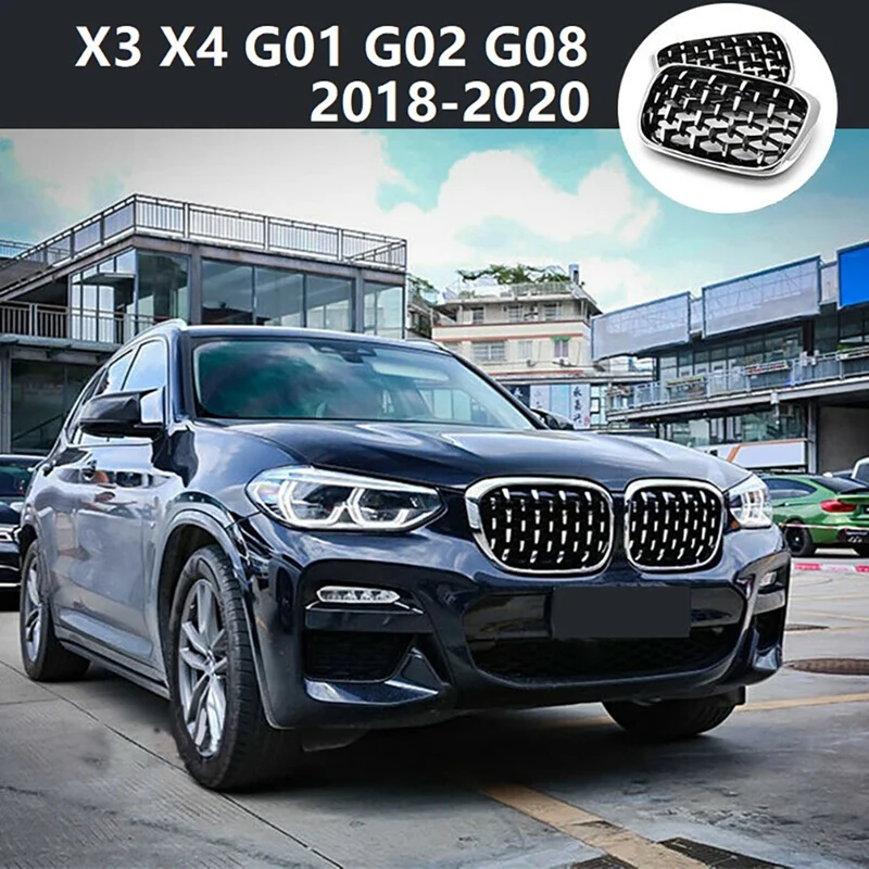 

New Diamond Grills Meteor Style Replace Grille Car Front Bumper Grill for BMW X3 X4 G01 G08 G02 2018-2020 Chrome