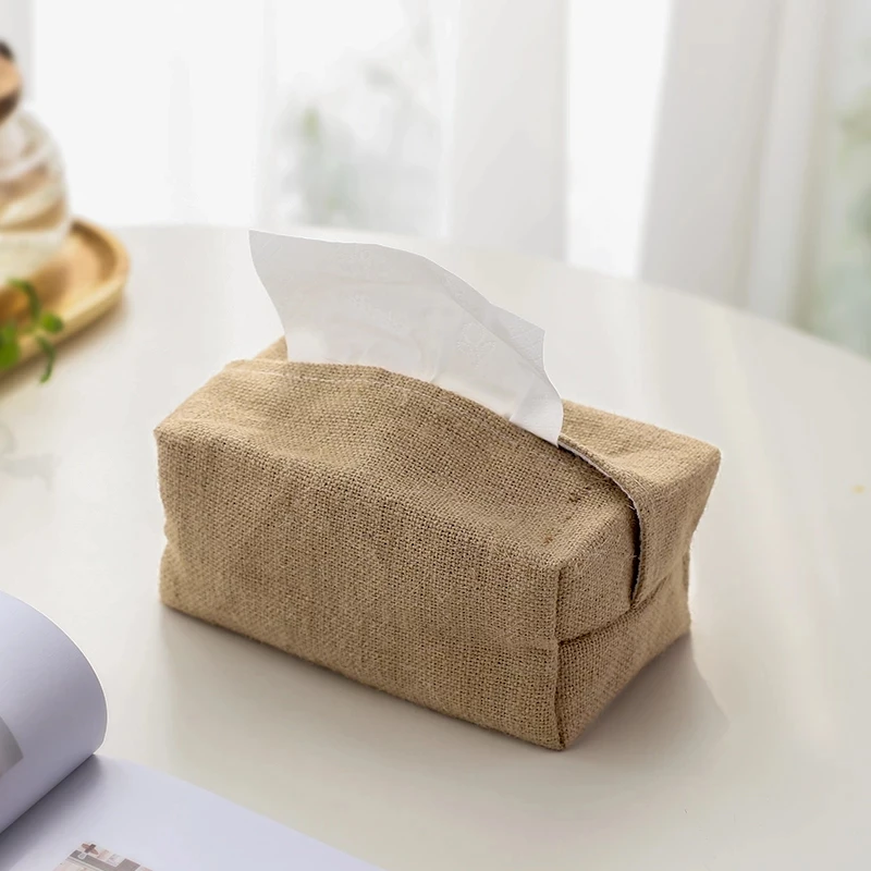 Linen Fabric Tissue Case Cover Box Holder Rectangle Container Home Car Towel Napkin Papers Bag Pouch Chic Table Decoration | Дом и сад