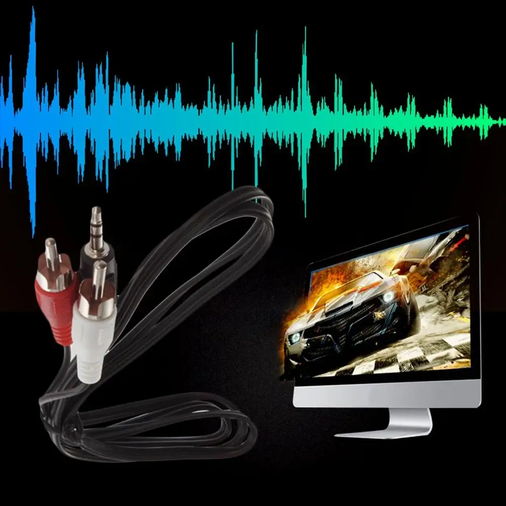 

New 1/8 Inch 3.5mm Plug Jack to 2 RCA Male Stereo Audio Earphone Headphone Headset Y Splitter Adaptor Cable