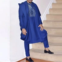 hd tenue africaine hommes ankara styles african agbada for men 2022 eid mubarak clothing plus size boubou shirt pants 3 pcs set