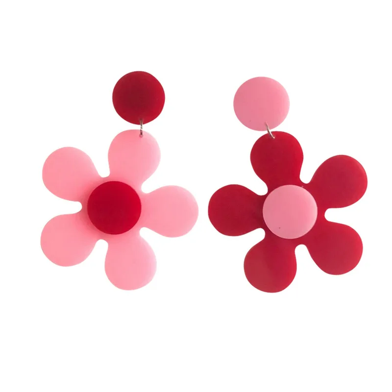 

Korean Style Colorful Flower Drop Earrings Cute Acrylic Earrings Dangle For Women Girls Funny Lovely Summer Jewelry Gifts