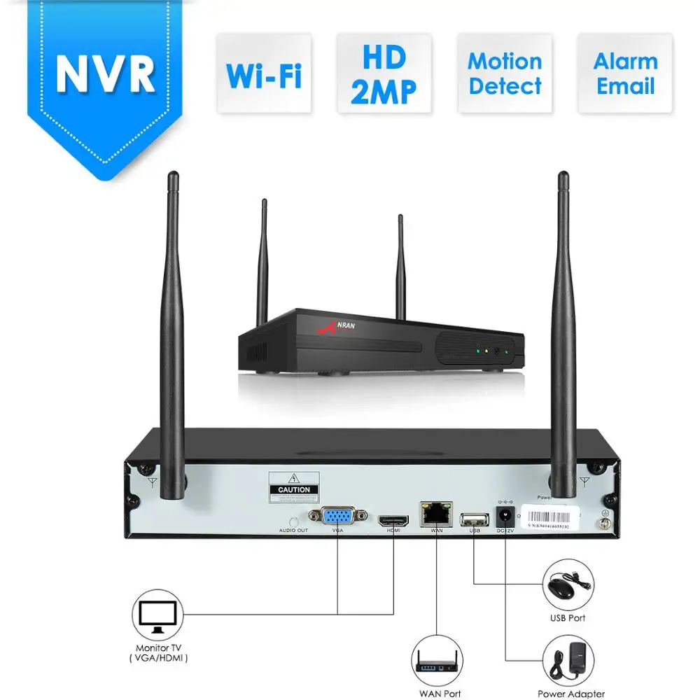 Беспроводной сетевой видеорегистратор ANRAN 4 или 8 каналов NVR для Wi Fi камер