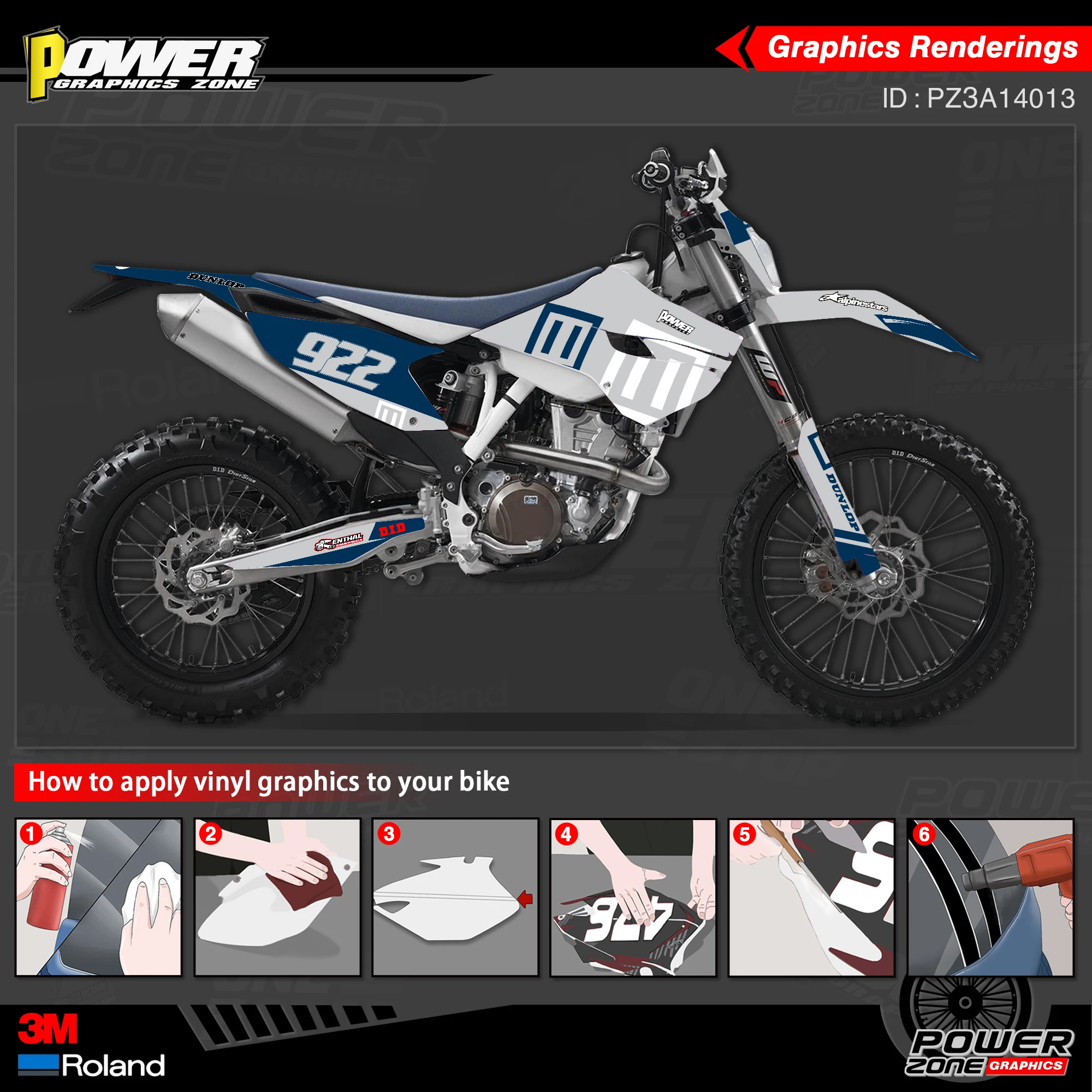 PowerZone Custom Team Graphics наклейки 3M Набор стикеров для Husqvarna наклейка 2014-15 TC FC 2015-16 FE TE 125 до