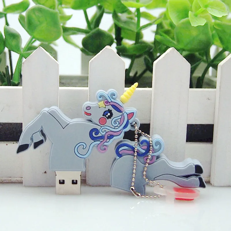 USB 2 0 мультяшный милый Единорог флешки 64 Гб флеш накопитель 128 Мб флешка 32 ГБ для