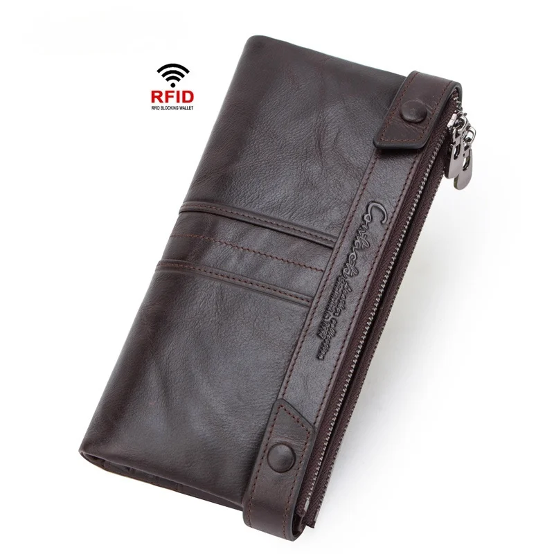 European and American tide RFID anti-theft brushed leather men's wallet multifunctional men's clutch