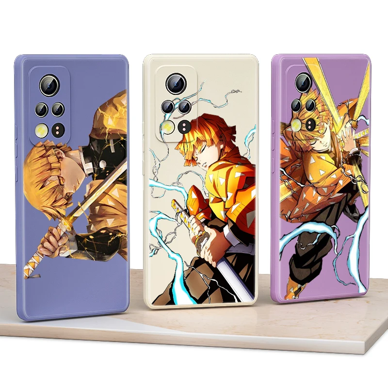 

Agatsuma Zenitsu For Honor V40 30 30S 20 20E 50 SE 20S Lite Pro Plus 5G Liquid Silicone Soft TPU Capa Cover Phone Case