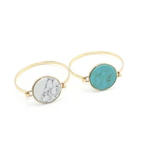 large turquoise disc bangles for women new simple metal cuff bracelets boutique jewelry wholesale
