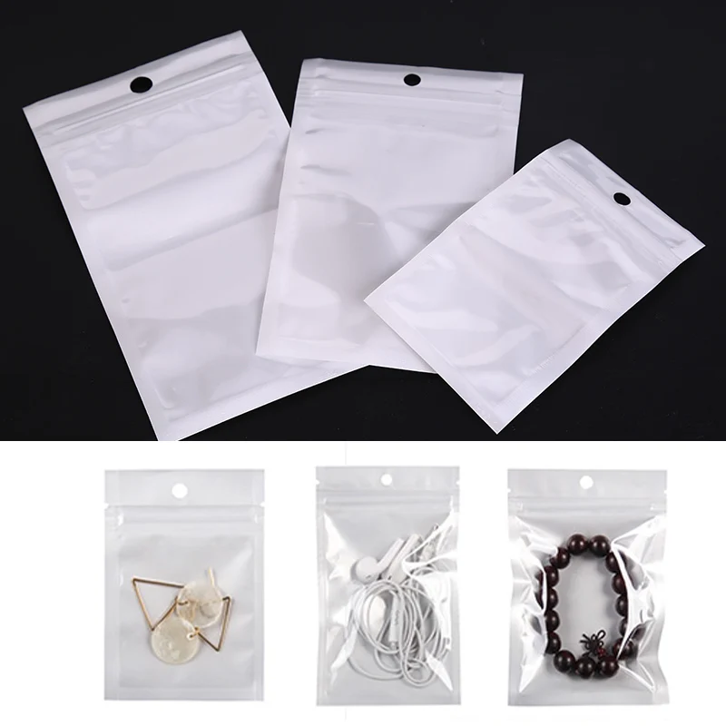 

100Pcs Portable Waterproof Jewelry Bag Translucent Earrings Bracelet Necklace Ziplock Bag Zipper Bag Cheap Wholesale Storage Bag