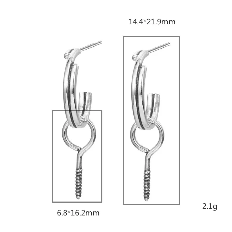 

Geometric Screw Nail Drop Earrings For Women Real 925 Sterling Silver Fine Jewelry Earings Fashion Jewelry Men Vintage Flyleaf