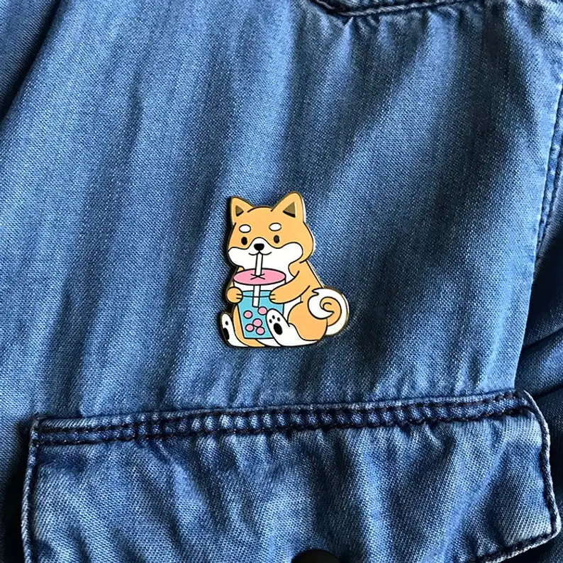 Милый пузырьковый чайный значок с эмалью для собак | Украшения и аксессуары