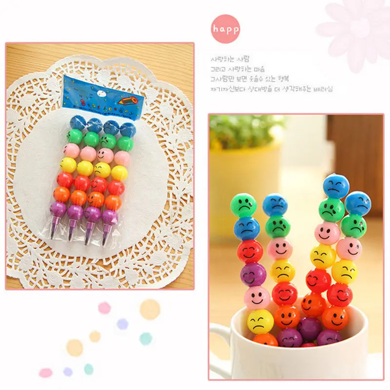 

10Pcs Cartoon Graffiti Pen Stationery Kids Gifts Wax Crayons Sugar-Coated Haws Crayon Pencils School Supplies 7 Colors