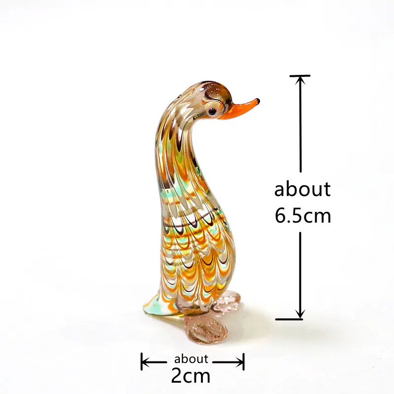 Миниатюрные стеклянные фигурки уток ручной работы поделки украшения милые яркие