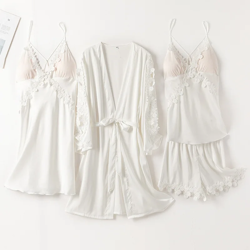 

Ночная рубашка Женская атласная, из 4 предметов