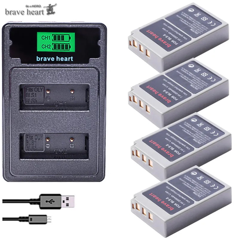 PS-BLS5 BLS-50 BLS5 BLS50 батарея+ ЖК USB зарядное устройство для Olympus PEN BLS-5, E-PL2, E-PL5, E-PL6, E-PL7, E-PM2, E-M10, E-M10, II, Stylus1