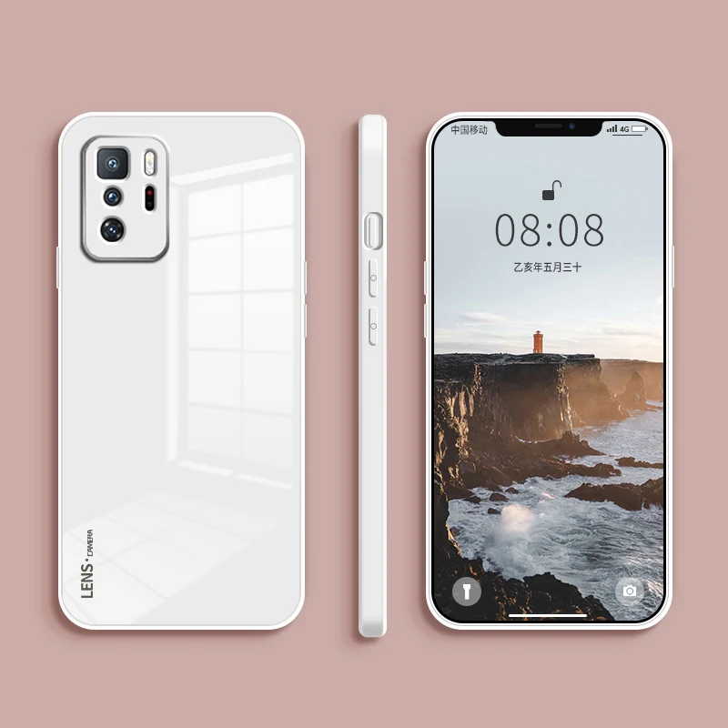 original tempered glass phone case for poco x3 gt pocox3 x3gt 5g soft square fashion luxury liquid silicone frame back cover bag free global shipping