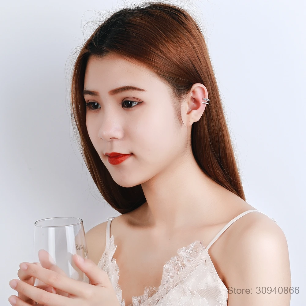 Микро-паве ЧР клип кафф в виде капель с кристаллами форме девуш 925 серебрянный no