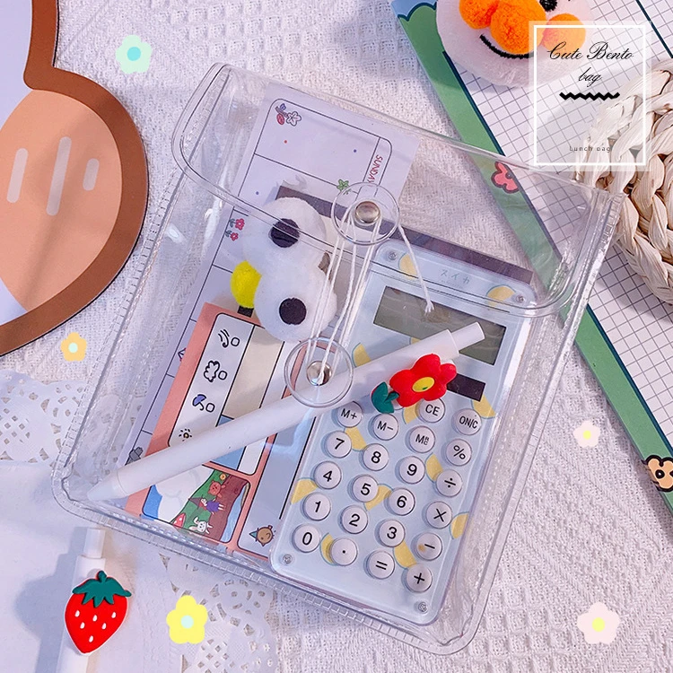 

Simple Transparent Pencil Case File Bag Waterproof Large Capacity Winding Line Diy Stick Storage Bag Stationery School Supplies
