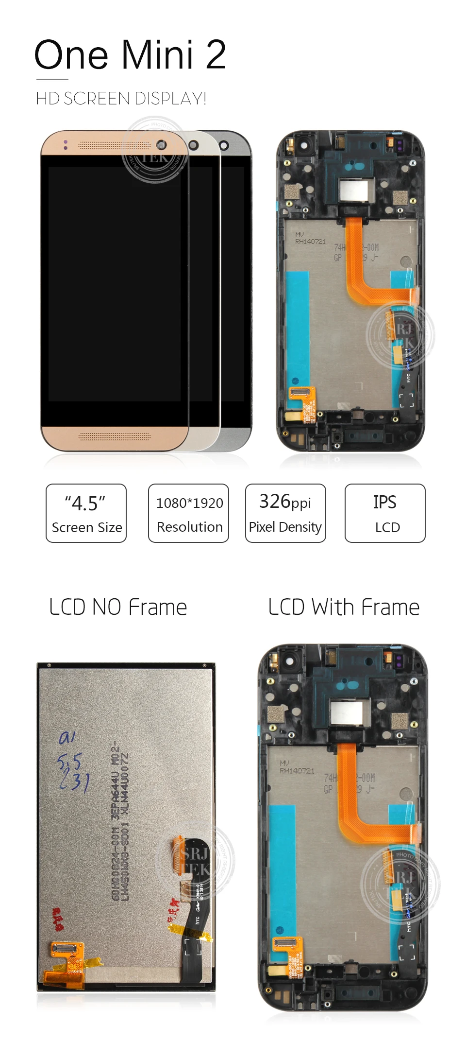 Протестированный 4," для htc One Mini 2 M8 Mini ЖК-сенсорный экран с рамкой для htc One Mini 2 M8 Mini дисплей дигитайзер сборка