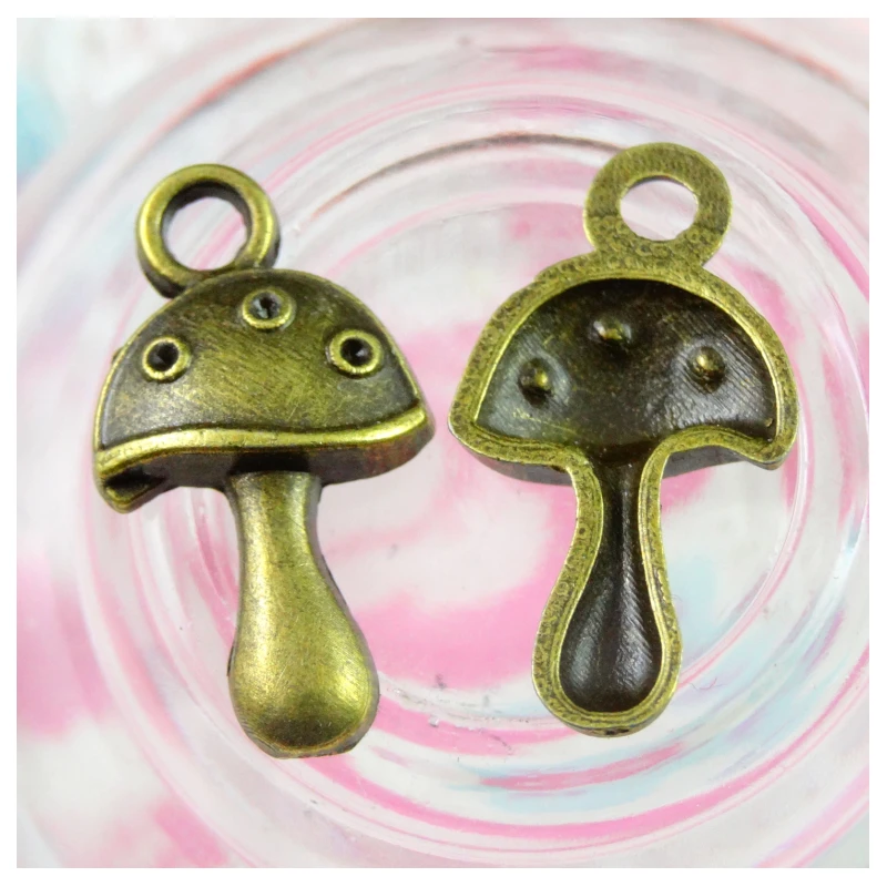 

100pcs 19.2*10.6MM Antique Bronze Plated mushroom Charm Pendant for Diy Necklace Jewelry Making Handmade Craft