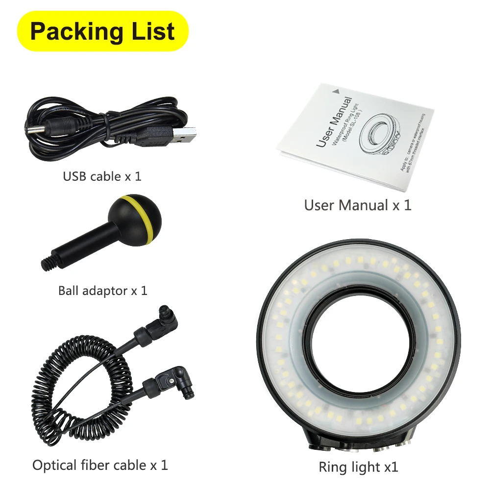 Водонепроницаемая вспышка для камеры Кольцевая подводной съемки 40 м 130 футов