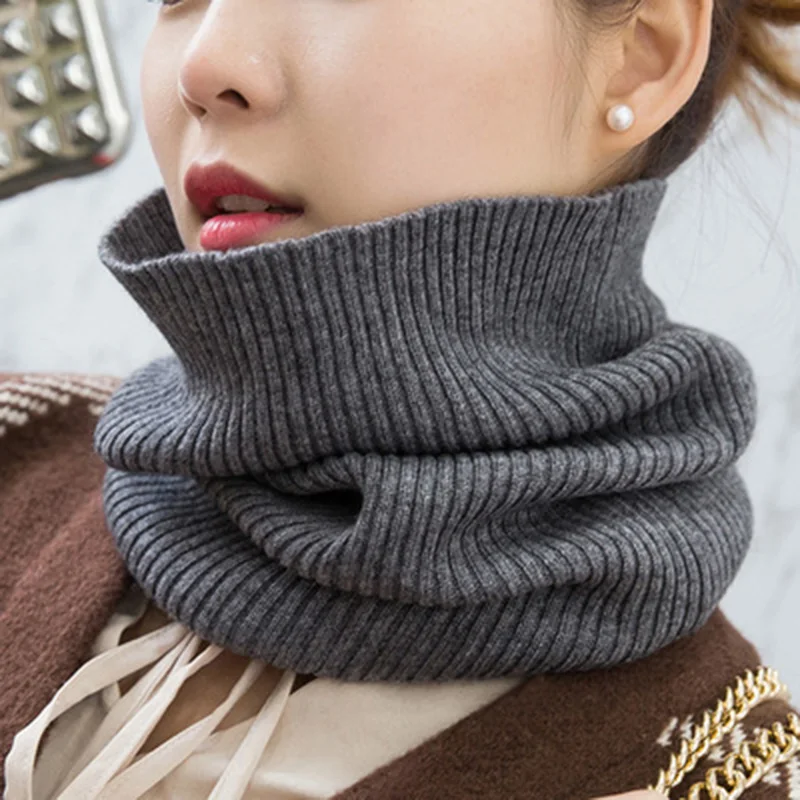 Winter Warm Cashmere Scarves Unisex Elastic Wool Knit Ring Neck Scarf Snood Female Thicken Windproof Cycling Driving Pullove O20