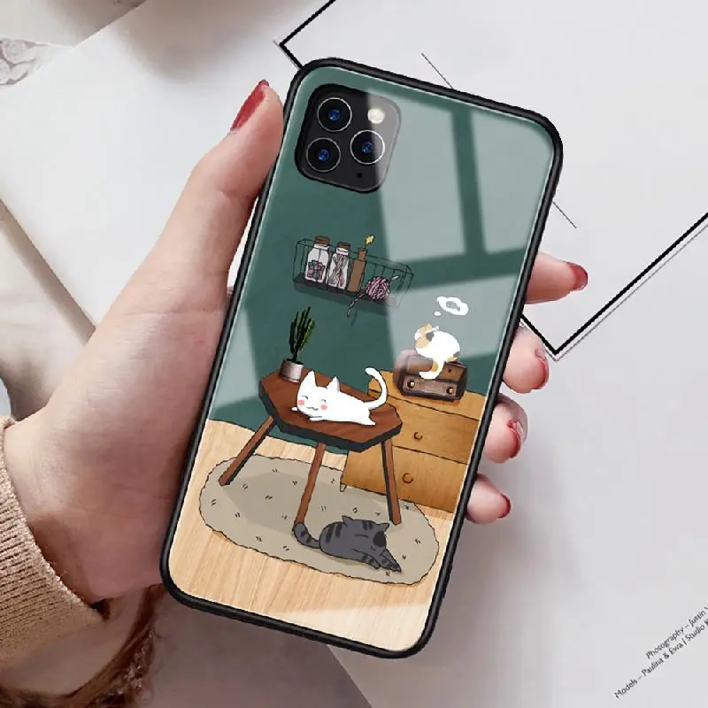 Модный чехол из закаленного стекла подходит для iPhone11 11 Pro /11 Max светильник со