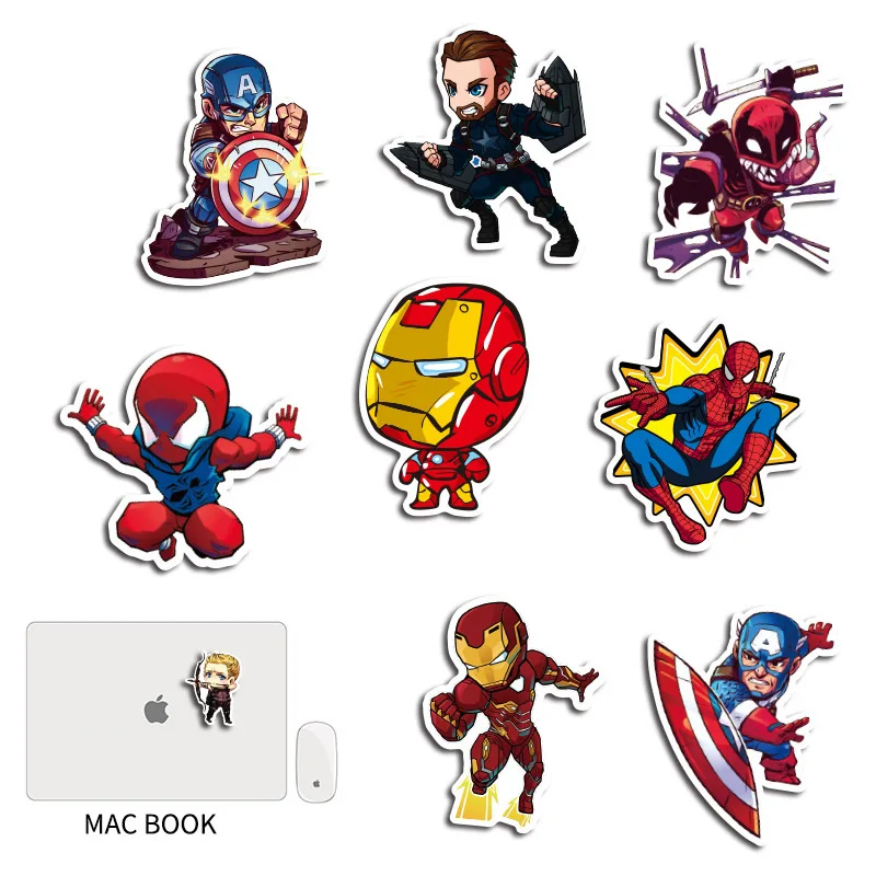 Disney 10/30/50 шт. мультфильм наклейки Marvel Мстители водонепроницаемый стикер чемодан