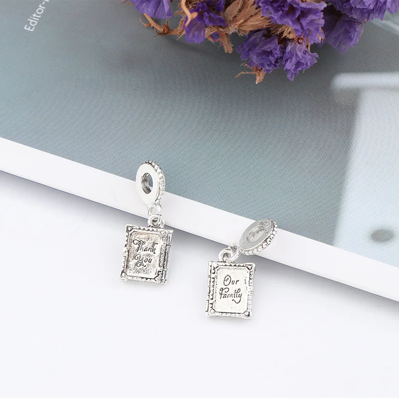5PCS Silver Color Alloy Beads Our Family Memorial Book Pendant Notebooks Charm Fit Women PAN Necklaces Men Bracelets DIY Jewelry | Украшения