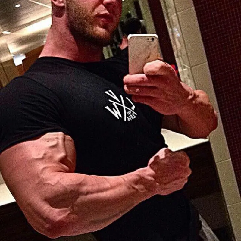 Брендовая одежда Фитнес Футболка мужская мода удлиненная длинная футболка