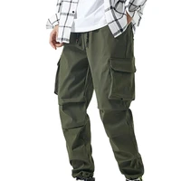 50hotmen pants solid color ankle tied summer multi pockets drawstring trousers for sports