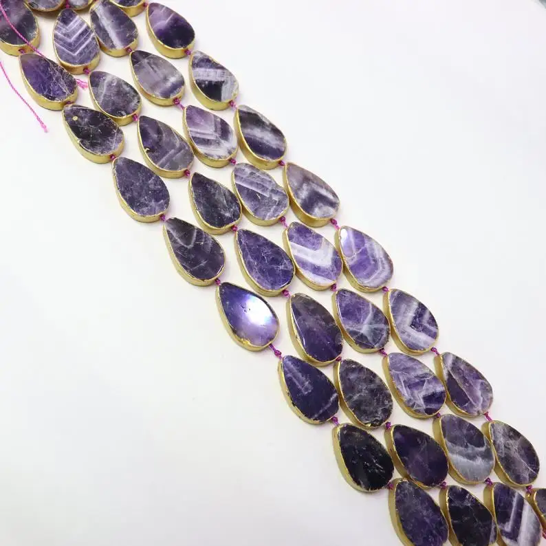 15 5 дюймов натуральный аметист каплевидные бусины Подвески Серьги золотые острые